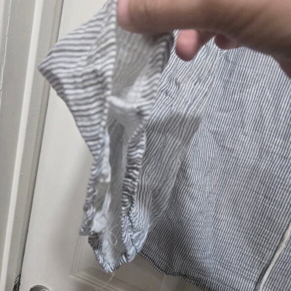 Dylan top womens size large blue white pinstripe tie up boho blouse shirt beachy - Picture 7 of 9